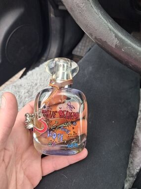 True Religion Hope Body Oil - Pink Peach Glass Bottle with Charm